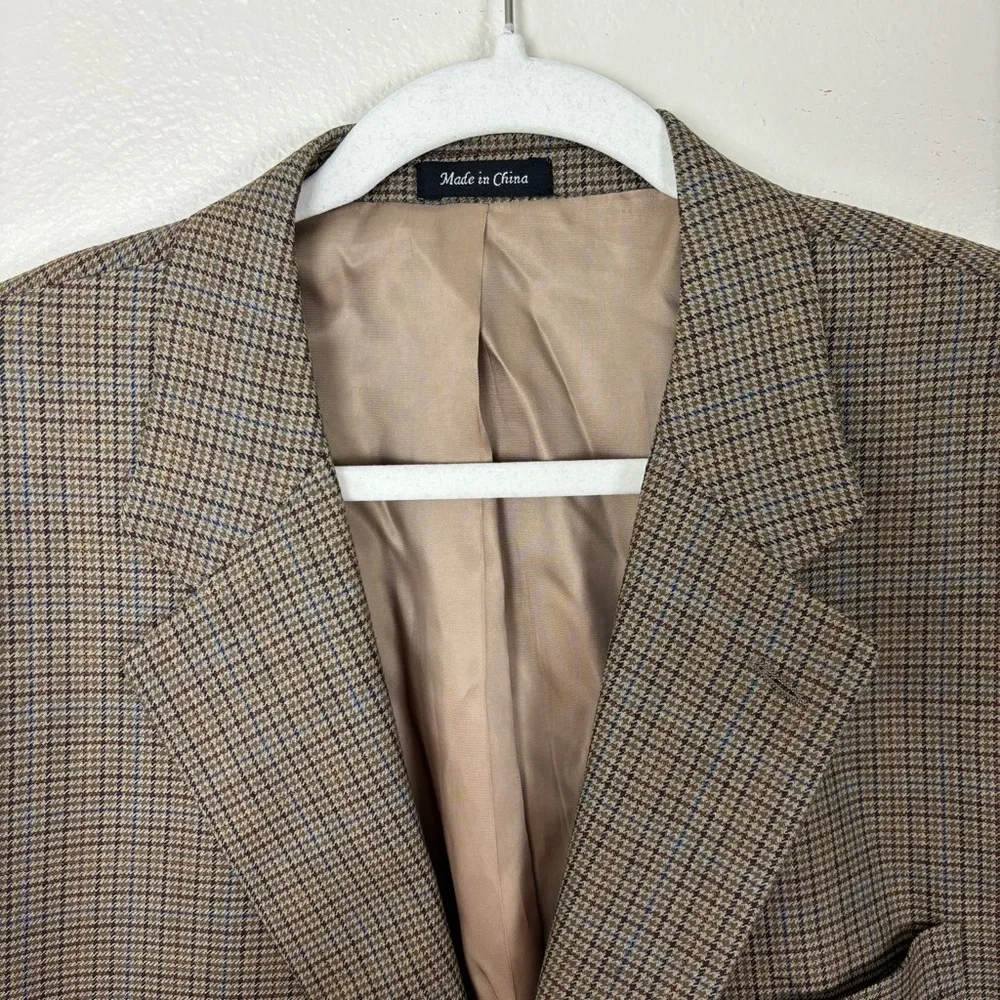 Ralph Lauren LRL Sport Coat Men’s Sz 50R Houndstooth Print Two Button Silk Wool